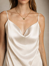 [Beige] SilkSilky-UK Spaghetti Strap Cowl Neck Camisole 004