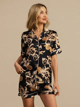 [Black Dragon] SilkSilky-UK Short Sleeve Notch Collar Women's Pyjamas 004