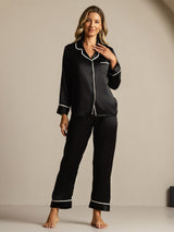 [Black] SilkSilky-UK Long Sleeve Notch Collar Women's Pyjamas 007