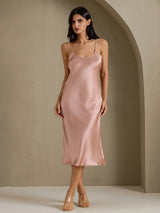 [Tuscany] SilkSilky-UK Spaghetti Strap V Neck Dress 003