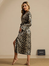 [Leopard] SilkSilky-UK Long Sleeve Women's Dressing Gown 003