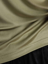[Dried Herb] SilkSilky-UK Silk Knitted Short Sleeve Mock Neck Women's T-Shirt 005