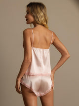 [Light Pink] SilkSilky-UK Spaghetti Strap V Neck Camisole Set 002