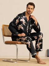 [Black] SilkSilky-UK Long Sleeve Notch Collar Men's Pyjamas 007