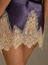 [Purple Gray] SilkSilky-UK Spaghetti Strap V Neck Nightdress 007