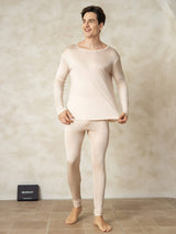 [Tan] SilkSilky-UK Long Sleeve Round Neck Men's Long Johns 003