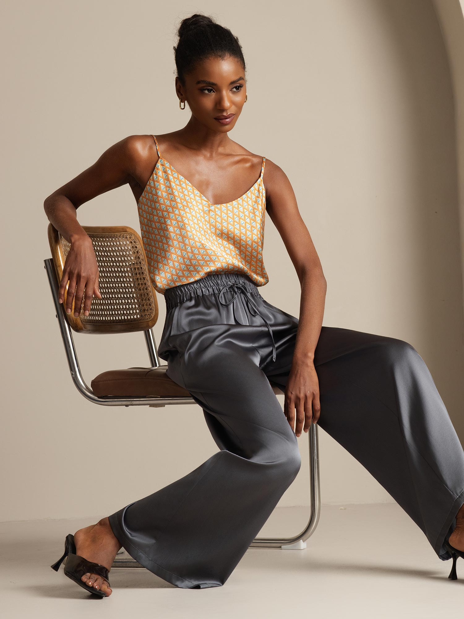 [Floral] SilkSilky-UK Pure Silk V Neck Camisole 008,