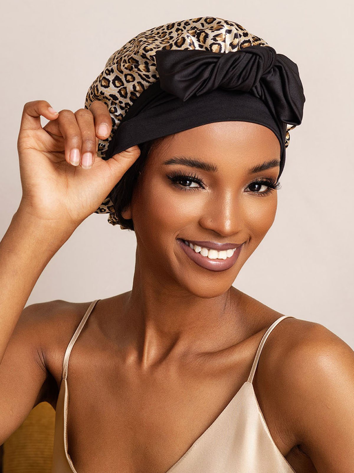 [Leopard] SilkSilky-UK Pure Silk Sleep Cap 006