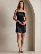 [Black] SilkSilky-UK Spaghetti Strap Cowl Neck Dress 005