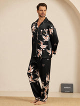 [Black] SilkSilky-UK Long Sleeve Notch Collar Men's Pyjamas 006