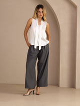 [White] SilkSilky-UK Sleeveless Tie Neck Camisole 007
