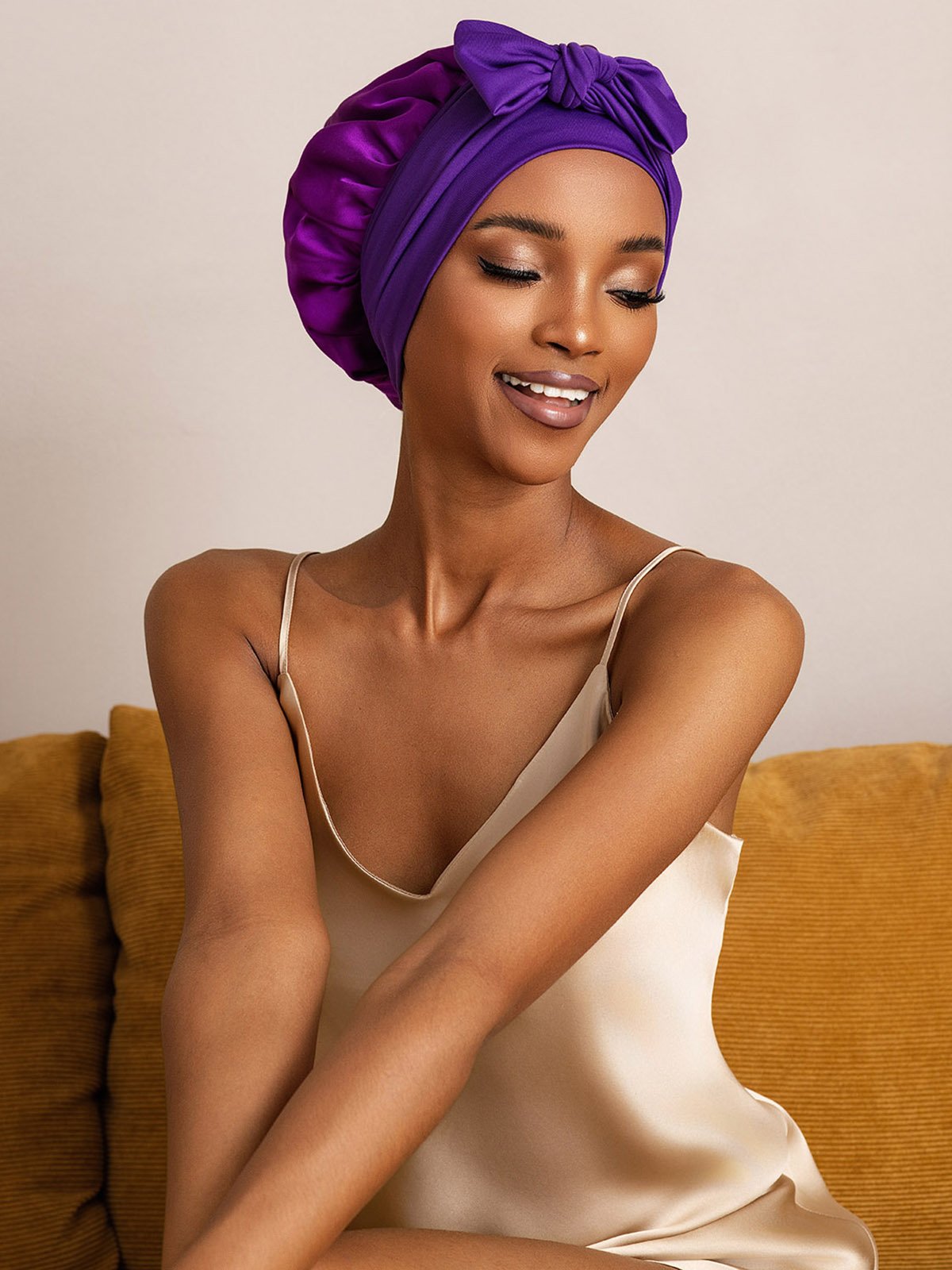 [Purple] SilkSilky-UK Pure Silk Sleep Cap 005