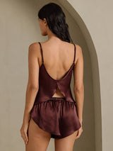 [Brown] SilkSilky-UK Spaghetti Strap Camisole Set 002