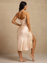 [Light Pink] SilkSilky-UK Spaghetti Strap V Neck Nightdress 002