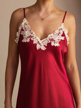 [Wine] SilkSilky-UK Spaghetti Strap V Neck Dress 004