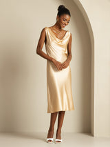 [Champagne] SilkSilky-UK Sleeveless Cowl Neck Dress 008