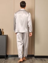 [Gray] SilkSilky-UK Long Sleeve Notch Collar Men's Pyjamas 002