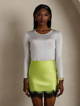 [Light Gray] SilkSilky-UK Silk Jersey Long Sleeve Round Neck Women's T-Shirt 005