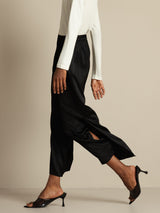 [Black] SilkSilky-UK 19Momme Silk Split Women's Pants 003,