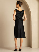 [Black] SilkSilky-UK Sleeveless Cowl Neck Dress 002