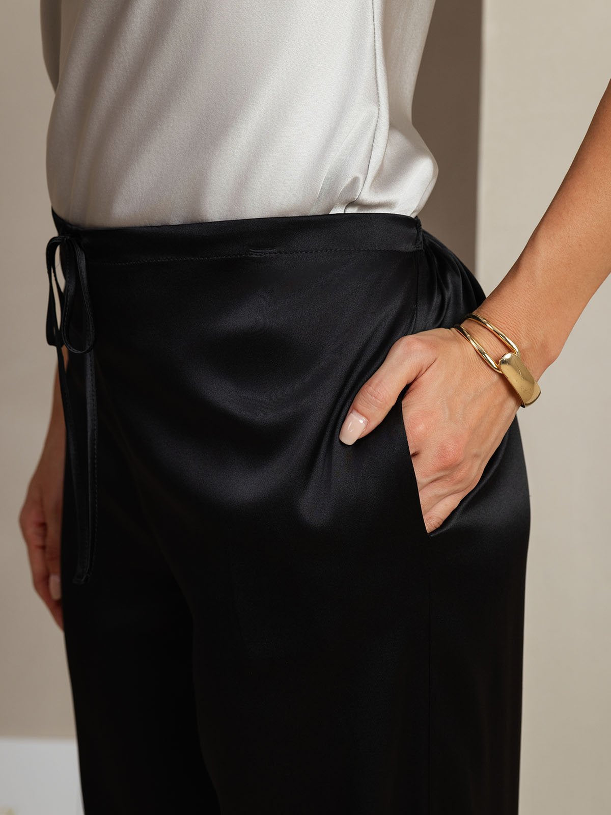 [Black] SilkSilky-UK 19Momme Silk Womens Pants 005