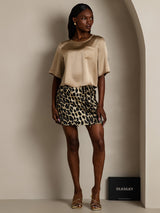 [Champagne] SilkSilky-UK Half Sleeve Scoop Neck Women's T-Shirt 006