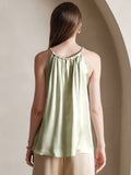 SilkSilky-UK 19Momme Silk Sleeveless Round Neck Camisole Light Green 002