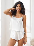 SilkSilky UK Pure Silk Sleeveless Round Neck Camisole Set White 003