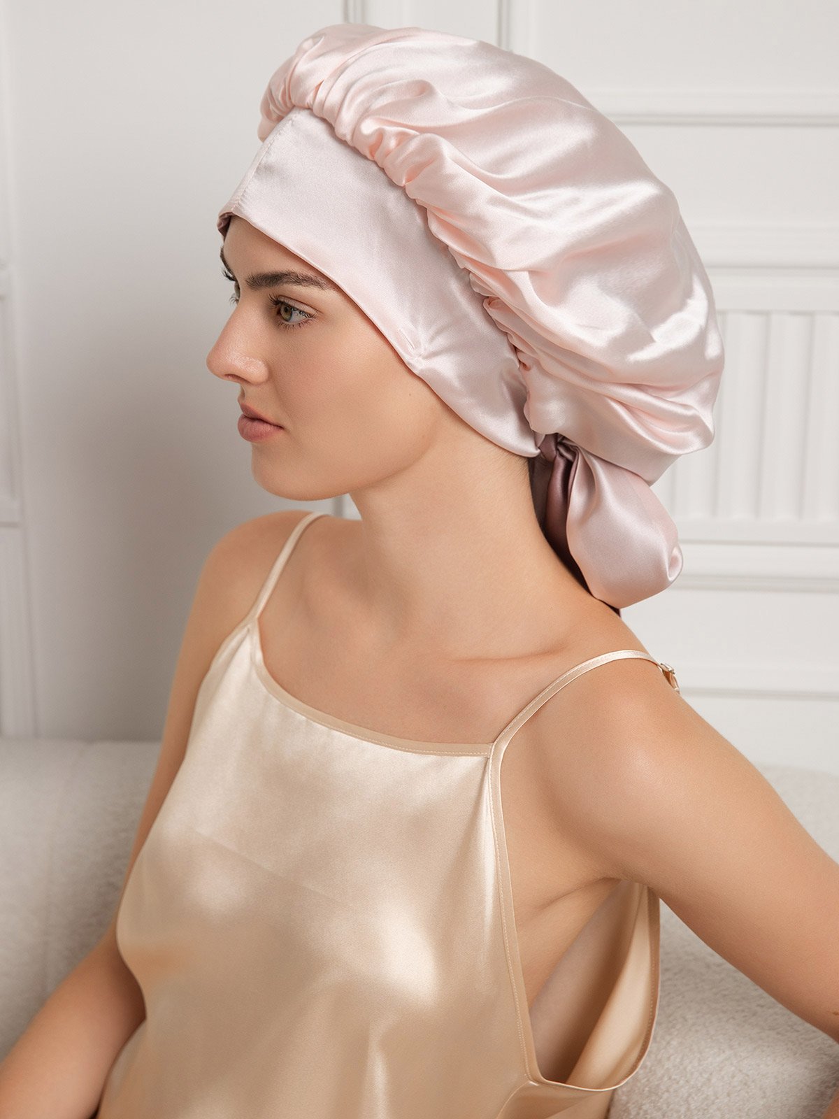 SilkSilky-UK Pure Silk Sleep Cap PaleMauve 008