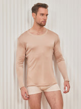 [Beige] SilkSilky-UK Long Sleeve Round Neck Men's T-Shirt 004