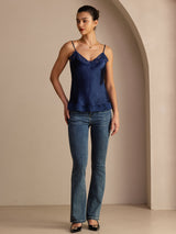 [Dark Blue] SilkSilky-UK Spaghetti Strap V Neck Camisole 006