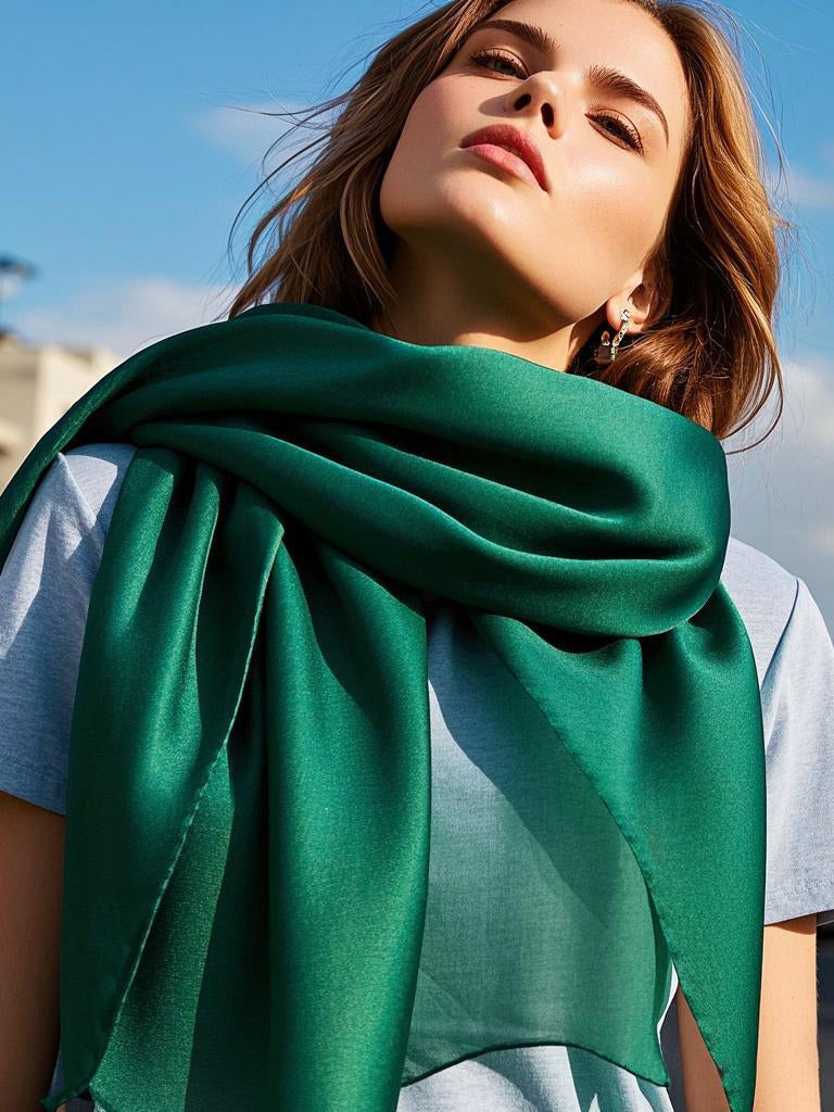 [Dark Green] SilkSilky-UK Scarf 003