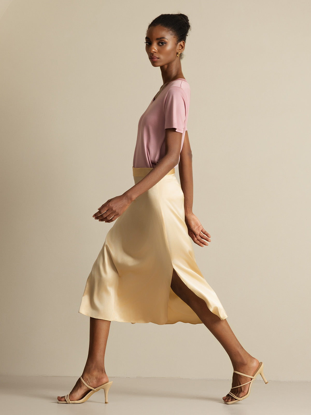 [Champagne] SilkSilky-UK 19Momme Silk Skirt 004