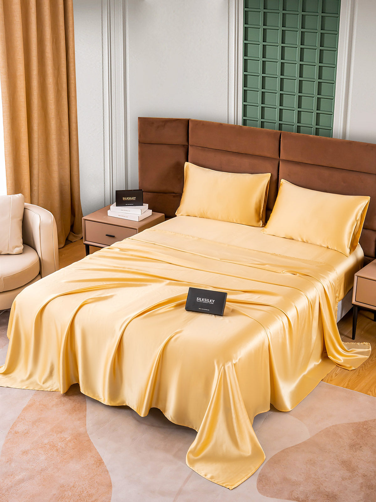 SilkSilky UK 25Momme Pure Silk Bedding Set Champagne 005