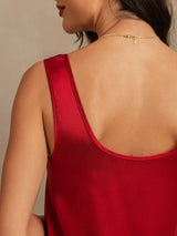 [Wine] SilkSilky-UK 19Momme Machine-Washable Silk Sleeveless Scoop Neck Women's Pyjamas 002