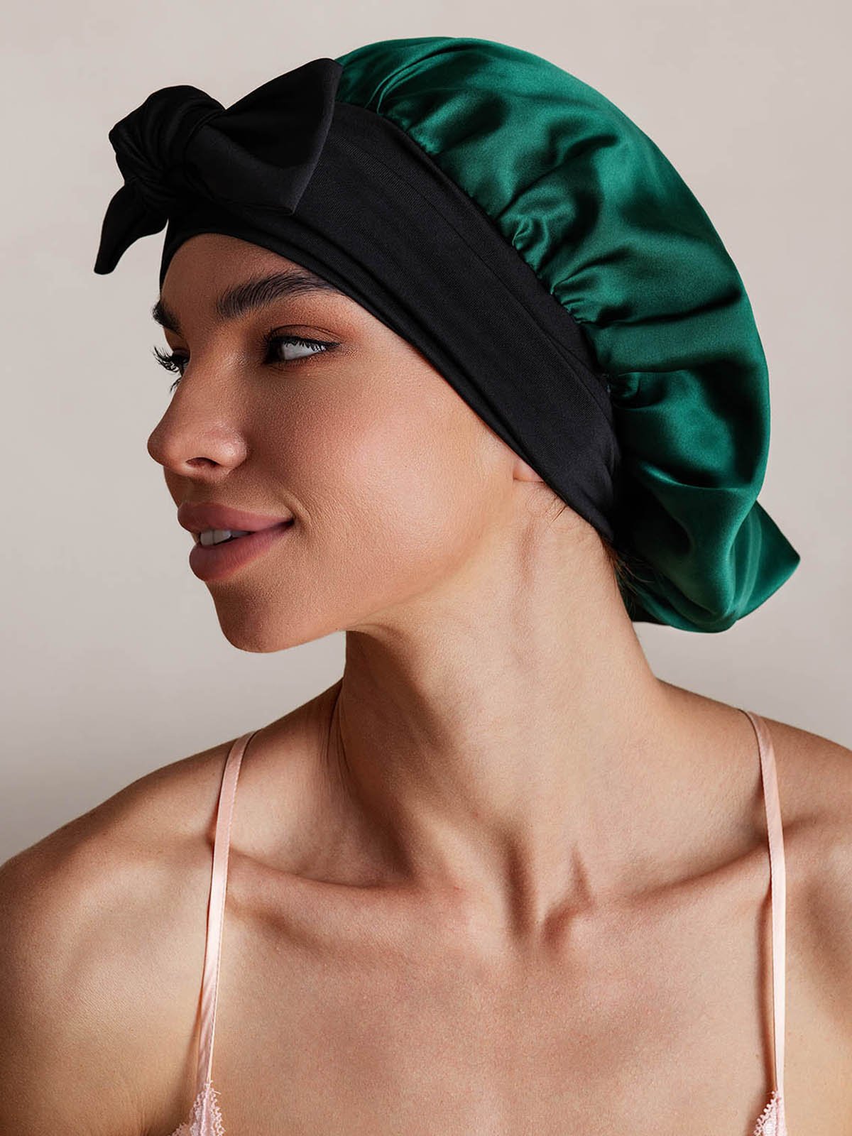 [Dark Green] SilkSilky-UK Pure Silk Sleep Cap 002