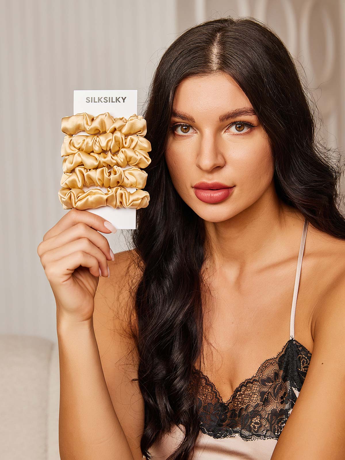 [Champagne] SilkSilky-UK 19Momme Pure Silk Scrunchie 001