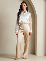 [White] SilkSilky-UK Long Sleeve Lapel Collar Women's Shirt 007