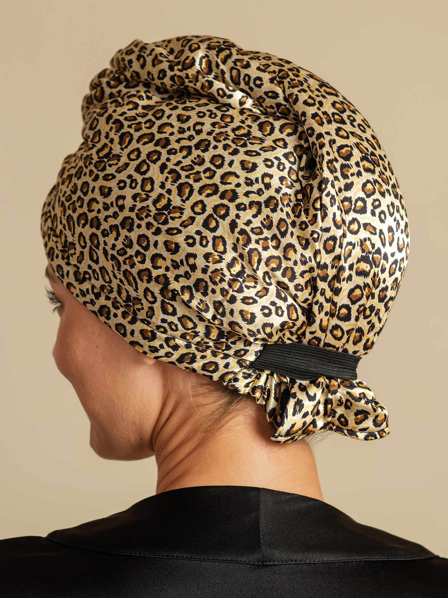 [Leopard] SilkSilky-UK Pure Silk Wrap Hair Towel Wrap 006,