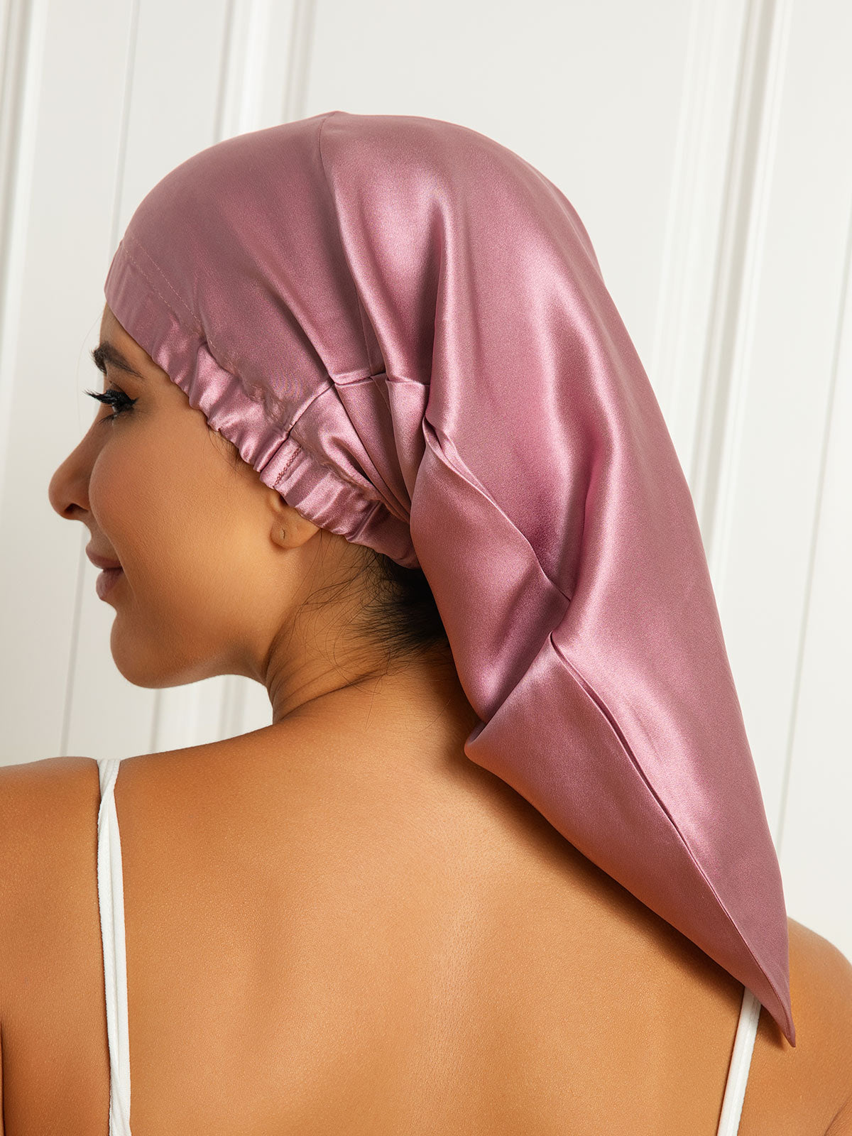 SilkSilky-UK Pure Silk Sleep Cap PaleMauve 001