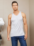 SilkSilky UK Silk Knitted Sleeveless Round Neck Men's T Shirt LightGray 003