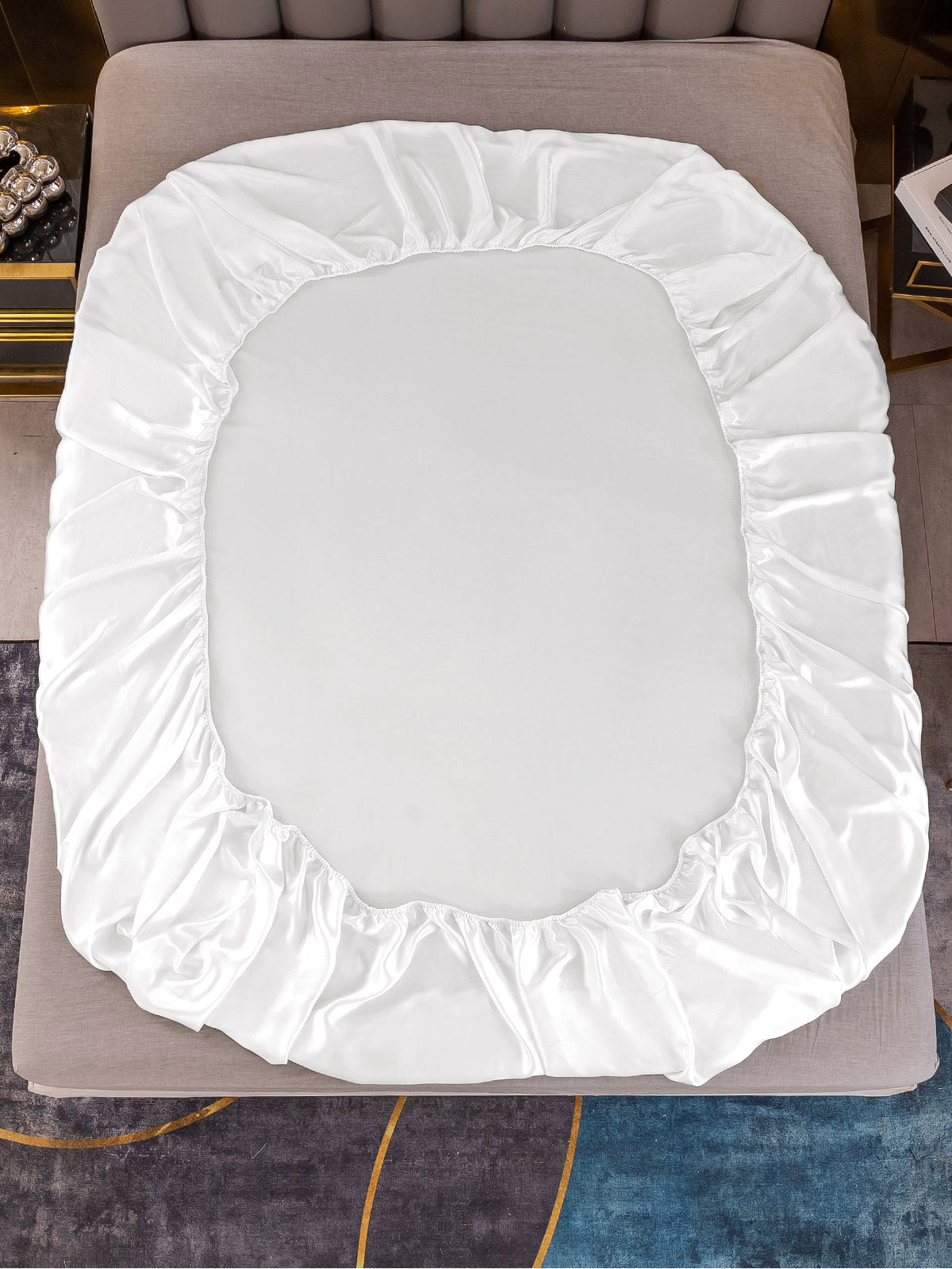 [White] SilkSilky-UK 22Momme Pure Silk Bedding Set 003