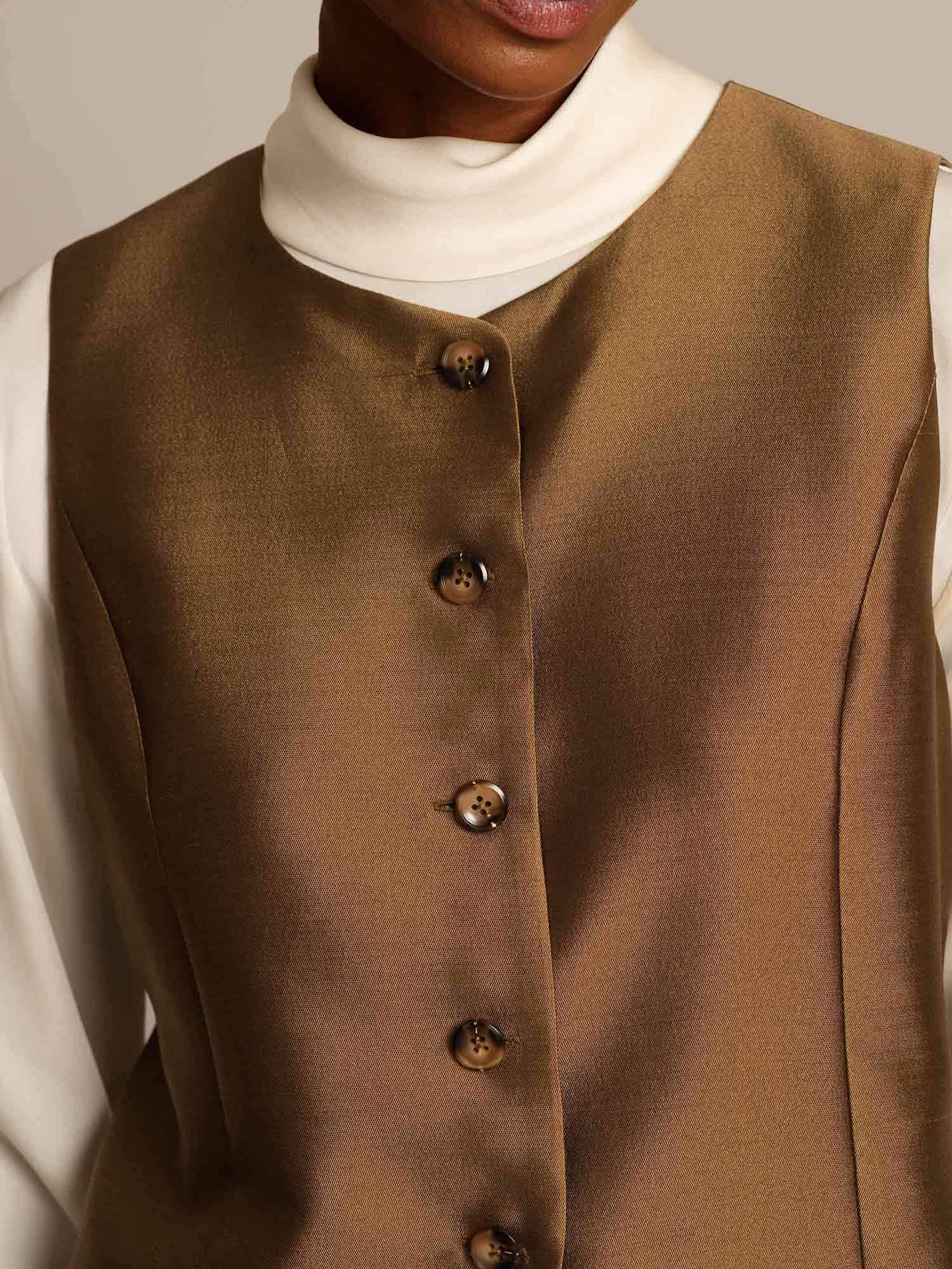 [Bronze] SilkSilky-UK 32Momme Silk-Wool Blend Womens Vest 004