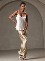 [Beige] SilkSilky-UK Spaghetti Strap V Neck Camisole 003