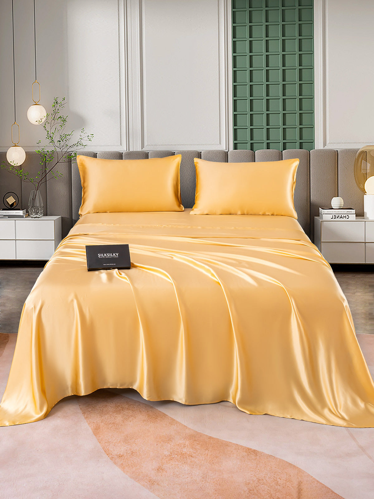 SilkSilky UK 25Momme Pure Silk Bedding Set Champagne 001