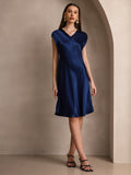 SilkSilky-UK Pure Silk Sleeveless V Neck Dress DarkBlue 004