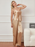 SilkSilky UK Pure Silk Sleeveless V Neck Camisole Set Champagne 004