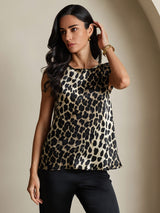 [Leopard] SilkSilky-UK 19Momme Silk Round Neck Women's T-Shirt 004
