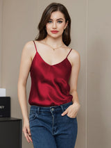 [Dark Red] SilkSilky-UK Spaghetti Strap V Neck Camisole 003