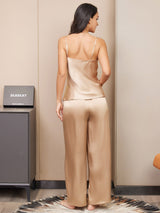 [Champagne] SilkSilky-UK Spaghetti Strap V Neck Camisole Set 002